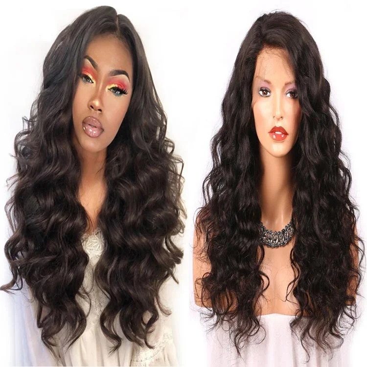 

Cheap Human Hair Full Lace Wig,Brazilian Loose Wave Wig Human Hair, #1b