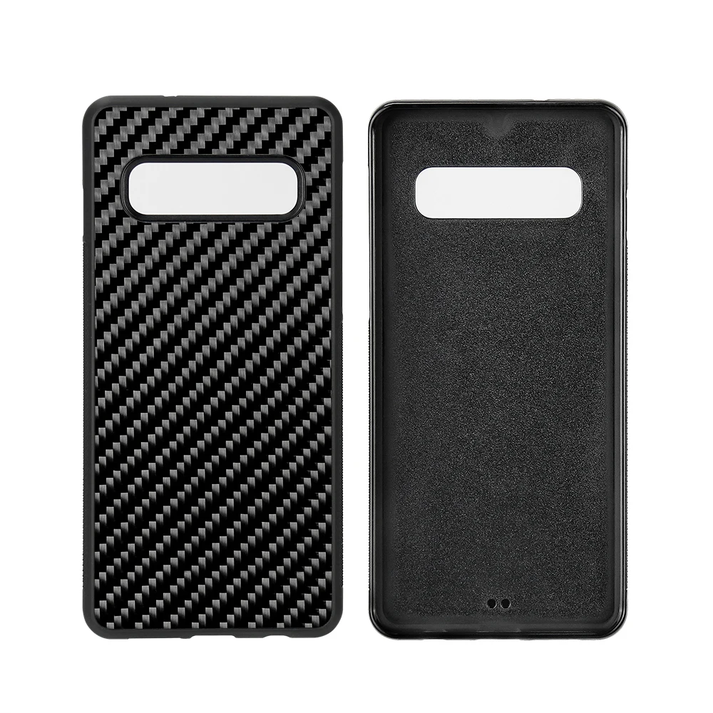 

2019 Slim Anti Slide Back Cover Real Carbon Fiber Phone Case for Samsung Galaxy S10, Black
