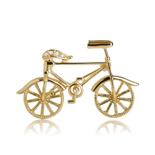 

Fashion Personality Bicycle Shape Small Lapel Pins Alloy Gold Brooches Women Men Brooch For Suit, Clear