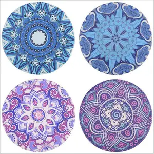 Image of Absorbent Cup Pad Anti-Slip Cork Bottom Bowl/Pot Placemat Creative Printing Round Ceramic Coaster