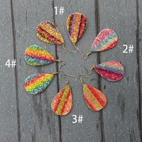 

Fashion Lightweight Glitters Dangle Teardrop Leather Rainbow Earrings