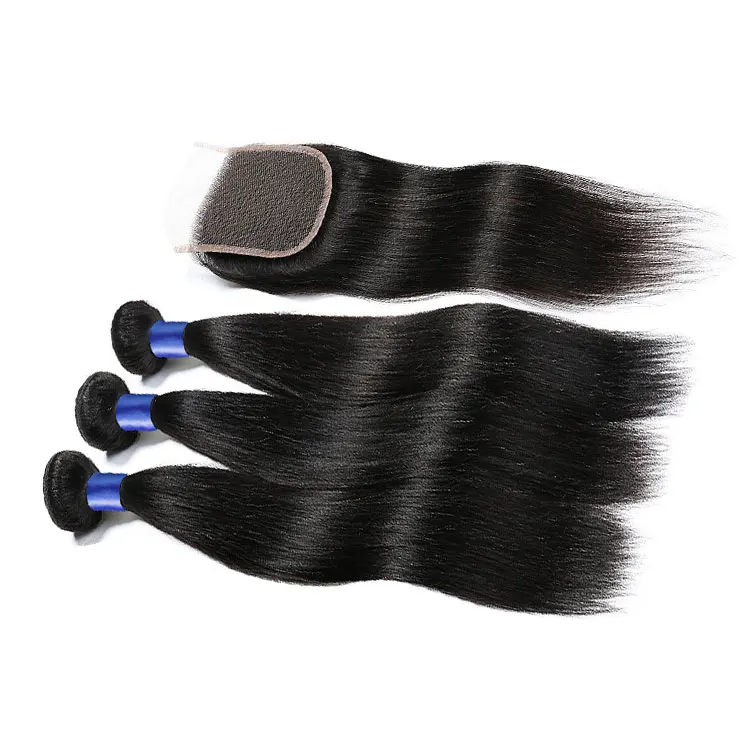 

Wholesale Peruvian Virgin Hair 3 Piece With Closure Hair Piece Best Quality, #1b or as your choice