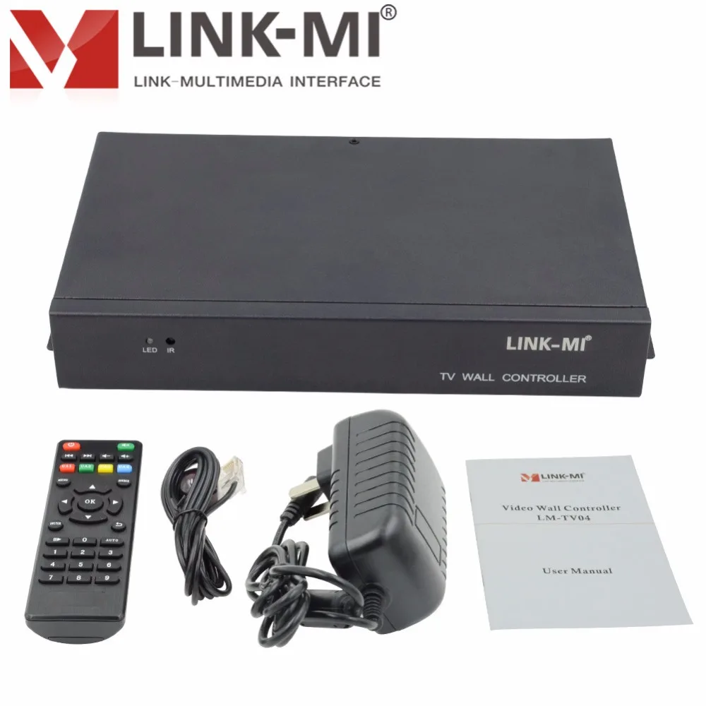

LINK-MI LM-TV04 1920x1080 Full HD LCD USB+HDMI+VGA+AV+Audio 2x2 Video Wall Controller video projector, Black