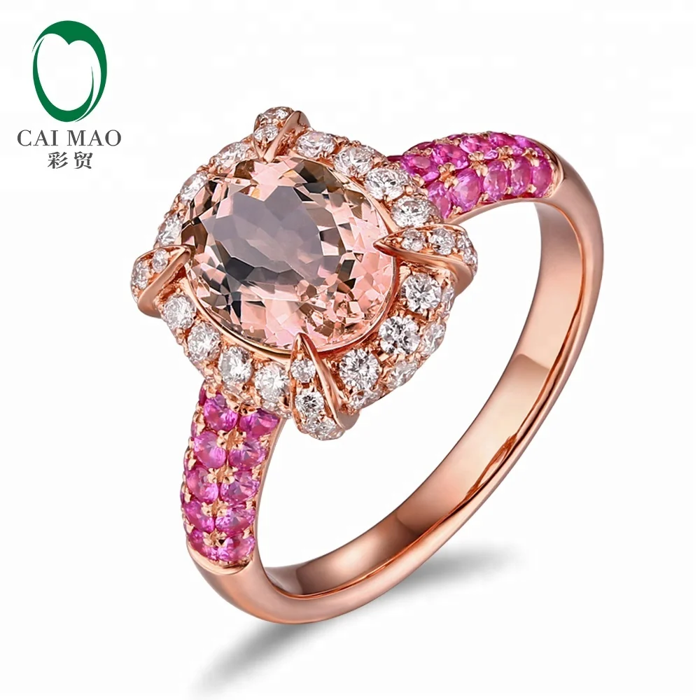 

Caimao 14k Rose Gold Round Cut Diamond Pink Sapphire And Oval Morganite Engagement Ring, N/a