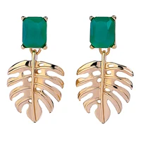 

ed00277c Lookbook Wholesale Resin Earrings Jewelry Gold Plated Leaf Women Fashion Drop Earrings