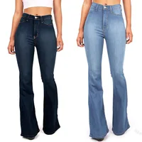 

High quality latest design high-waist stretch jeans flared pants women