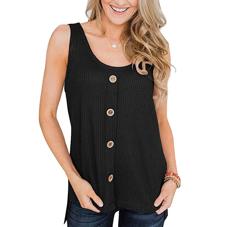 

Wholesale Solid Color Sleeveless Knit Top Women Clothing Summer Wear Blouse Tops, As picture;can be change