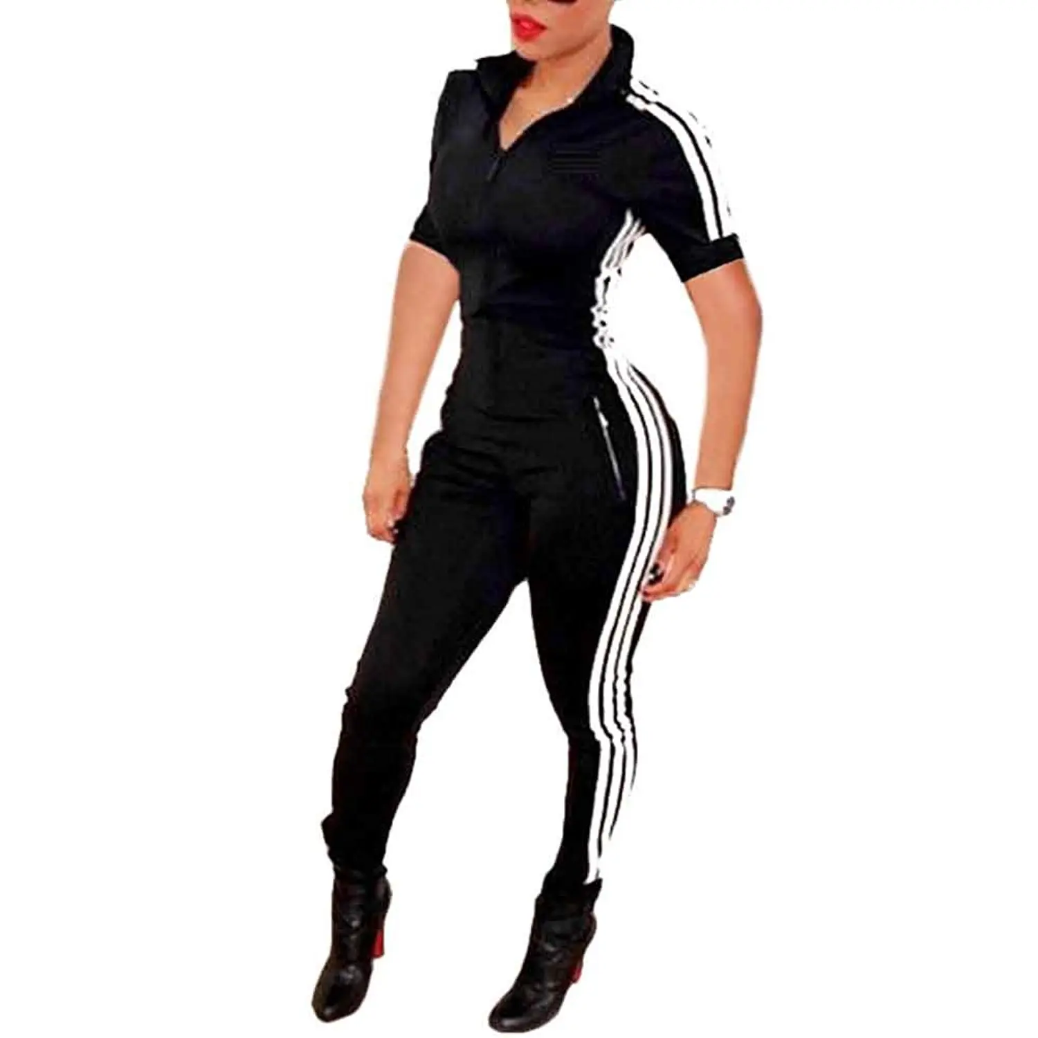 zip up bodycon jumpsuit