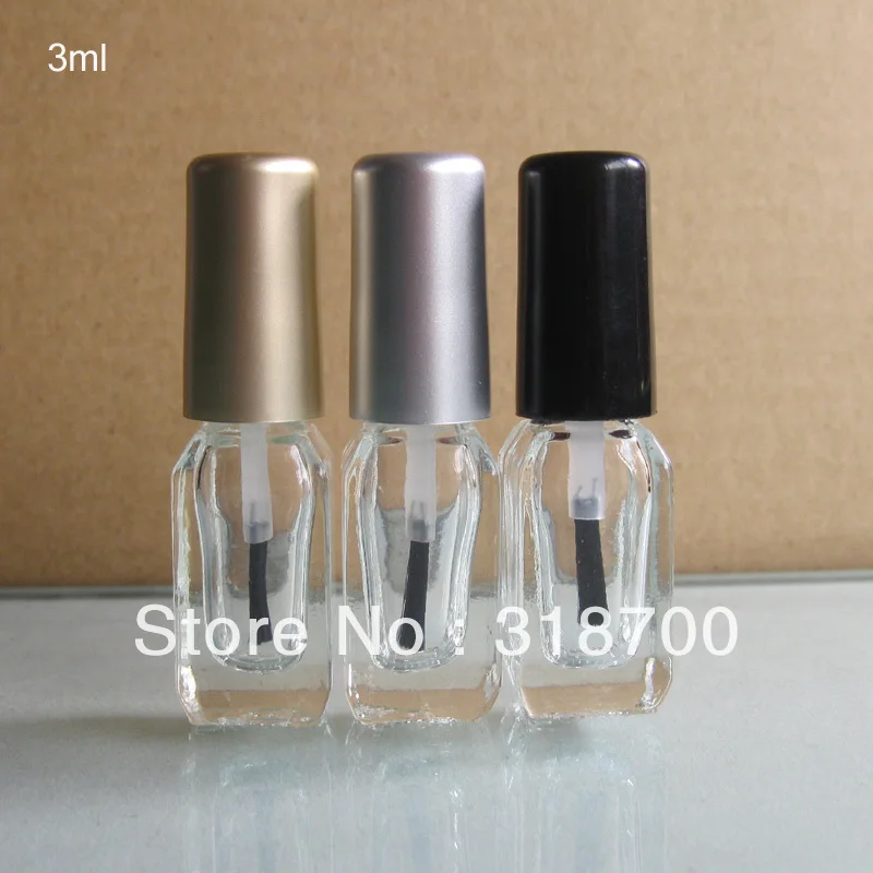 200pcs lot factory wholesale 3ml square empty nail polish bottle bottles with black gold silver lid