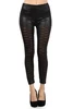 Faux Leather Leggings With Front Cuts