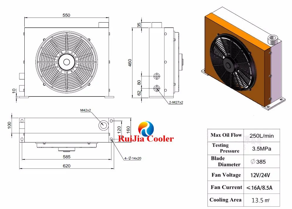 Aluminum Hydraulic Air Oil Cooler High Pressure Heat Exchanger Rj4010