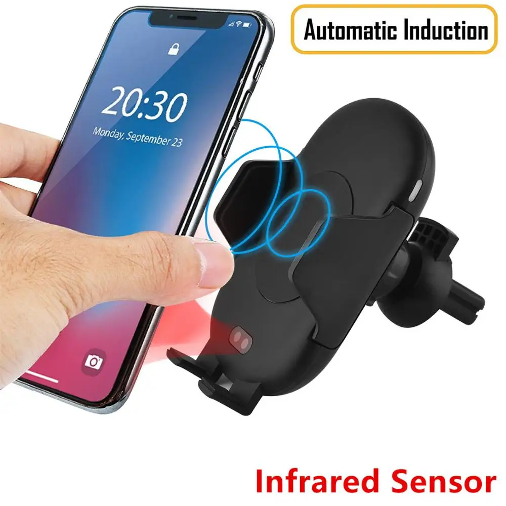 

Newest Fully Automatic Infrared Sensor 10W Fast Qi Wireless Car Charger For Samsung,C10 Wireless Car Charger For iPhone X XS, Black