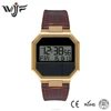 80S electronics inspired all digital throwback style watches men with a nice croc embossed leather band