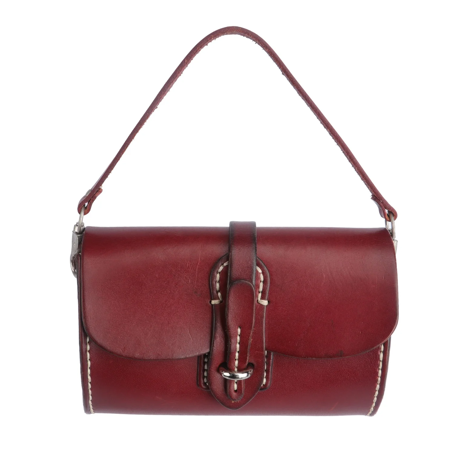 

HIBO Hand Made Small Shopping Fashion Bag Genuine Leather Woman Handbag Top Grain Genuine Leather Elegant Clutch Single Vintage, Vintage dark red