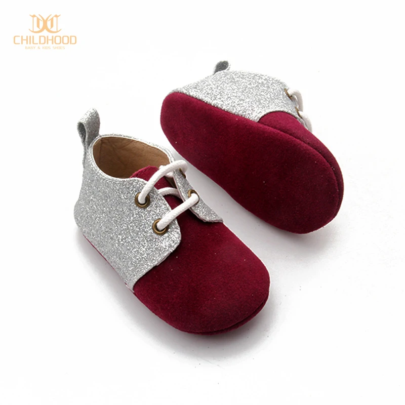 
Glitter Leather Suede Sole Baby Dress Shoes 