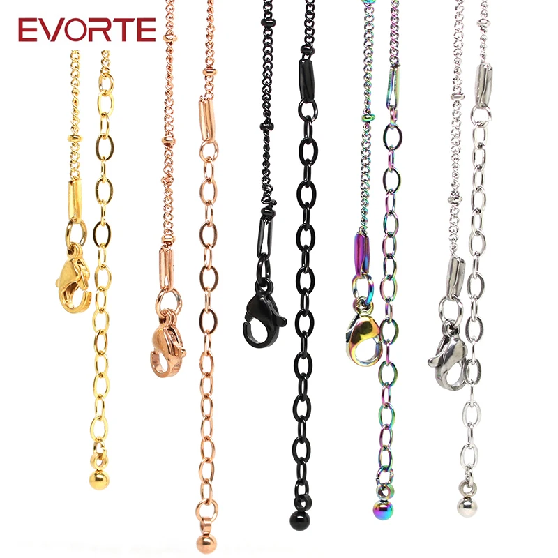 

CH28 Fashion 316L Jewelries Stainless Steel Ball Station Chain, Silver;gold;rose gold;black;rainbow