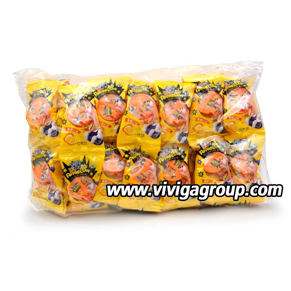 
mini bowl shaped spoon toy with fruit orange flavor popping candies 