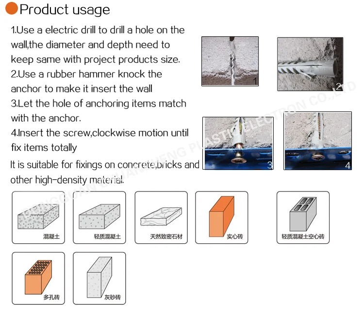 8x40mm Wholesale High quality Plastic Nylon anchor
