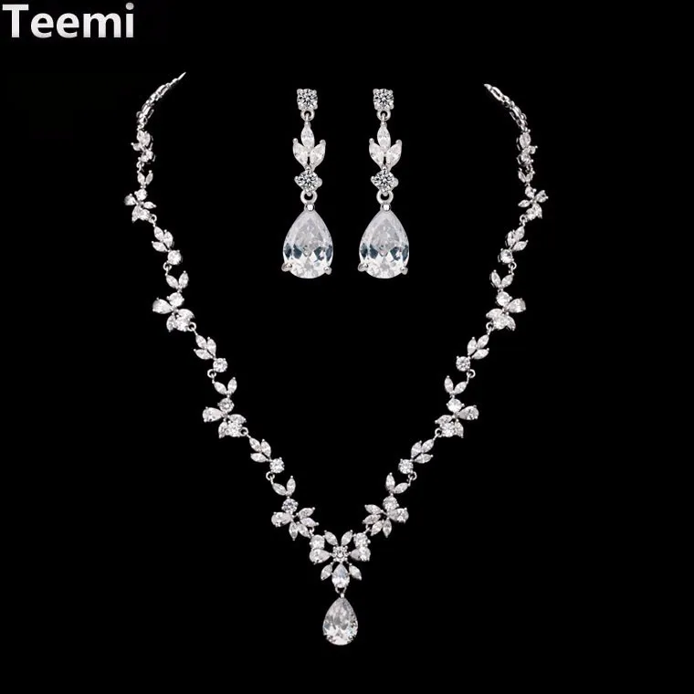 

LUOTEEMI Tops Fashion Luxurious Bridal Vintage Watedrop Cubic Zirconia Necklace and Earrings Wedding Jewelry Set for Women, N/a