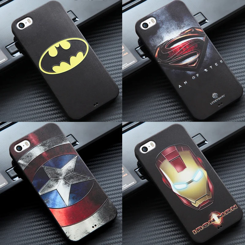 Marvel Superhero Super Man Avengers Mobile Phone Deadpool Soft Printed Cover for iPhone 5 5s 5c Case Batman Captain America Shie