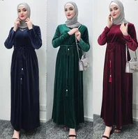 

Hot Style Jilbab Ramadan Fashion Fringe Belt Simple Skirt Islamic Clothing Abaya