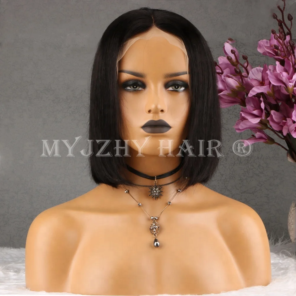 

Top Grade Cuticles Aligned 10 Inches Short Cut Bob Lace Front Wigs Middle Part 100% Pre Plucked Brazilian Virgin Human Hair Wigs