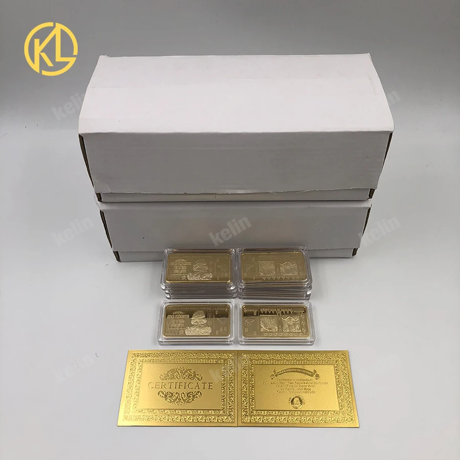 

1000pcs Gold plated Zimbabwe Banknote one hundred Trillion Dollars Bar Coin for game playing money and collection