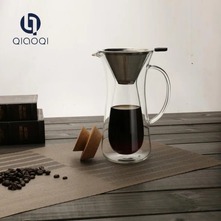Double Wall Glass Pour Over Coffee Maker,Driper Pour Over Coffee Kettle