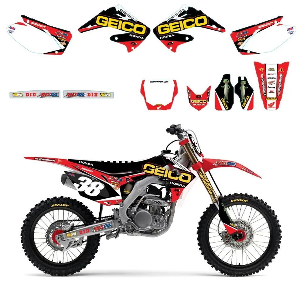 Get Quotations · 2016 D'Cor Visuals Complete Graphics/Trim/White  Backgrounds Kit - Honda CR125R