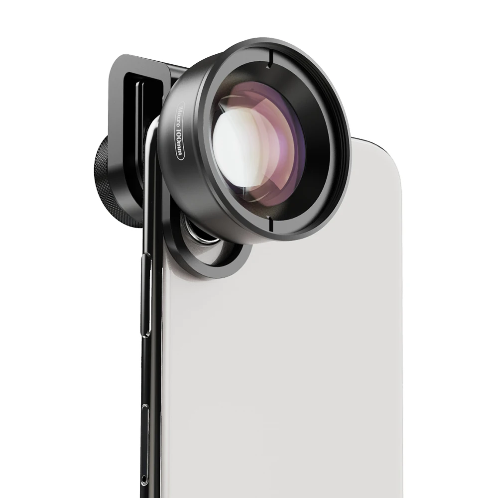 

APEXEL mobile phone lens 100mm macro camera lens with silicone case for cellphone, Black