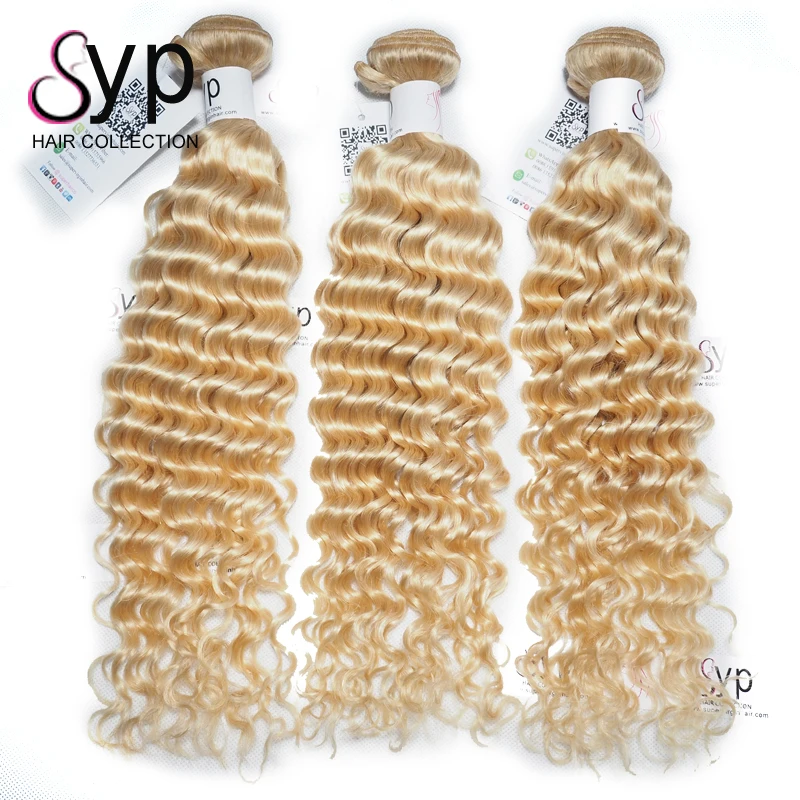 

Origin Cambodian Virgin Deep Wave Human Cuticle Aligned Hair Platinum Blonde Color 613