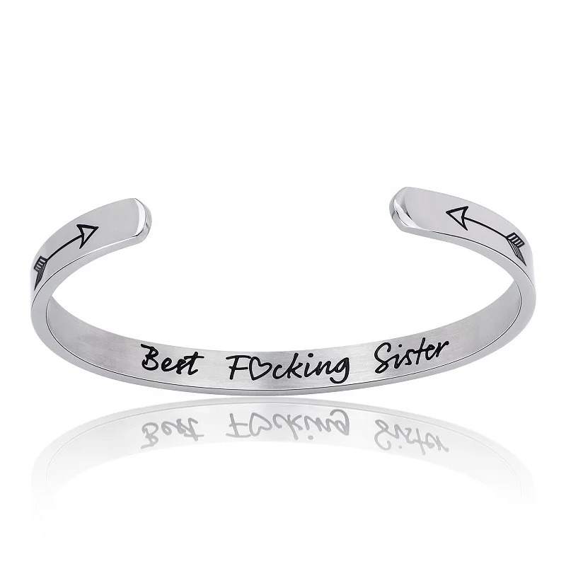

Best Selling Factory Personalized Bangle Bracelet 316L Stainless Steel Custom Engraved Cuff Bracelet with OEM Service Wholesale, Silver( rose gold, gold custom)