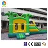 Green multi inflatable slide castle combo jumper,palm tree water slide
