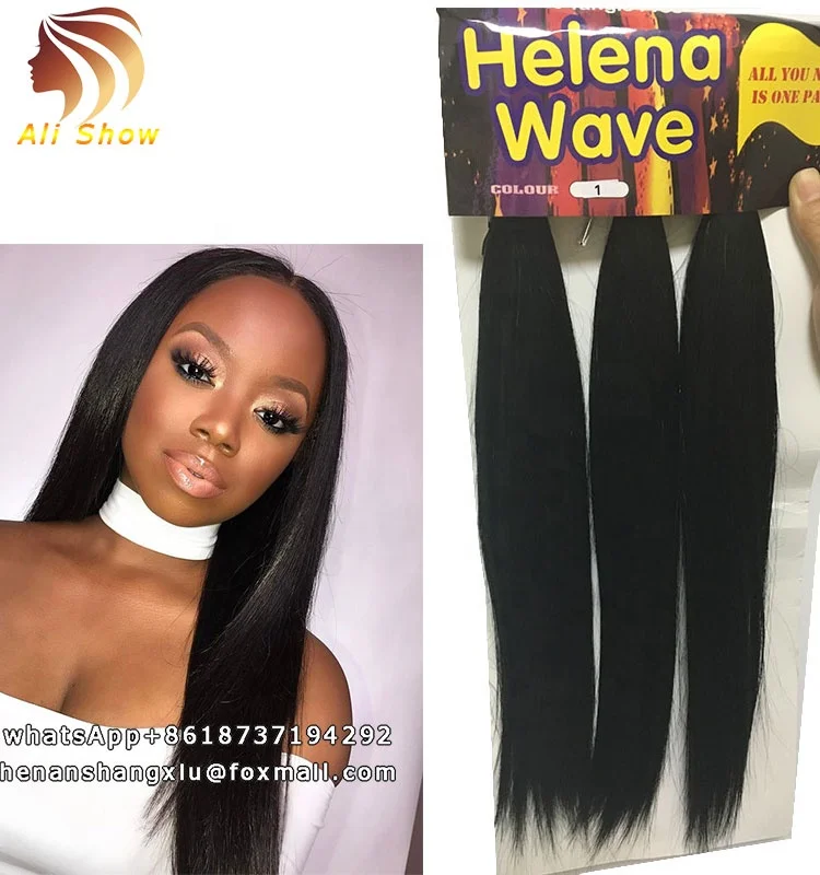 

Sangita Straight Synthetic Hair Extension 16 Inch Hair Weaves Bundles Wefts,Heat Resistant Synthetic Silky Straight Helena Wave, Natural black color #4 1b/27