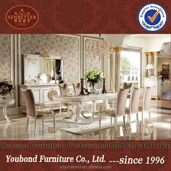 0062w Italian Royal Classic Dining Room Furniturewooden White Gold