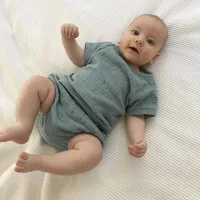 

Summer new arrival fashion 2 pcs baby linen suits with good quality for 0-4 years old kids