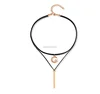 Women's Velvet Rope Black Classic Gothic Double Layered Choker Necklace Rose Gold Chain Charms