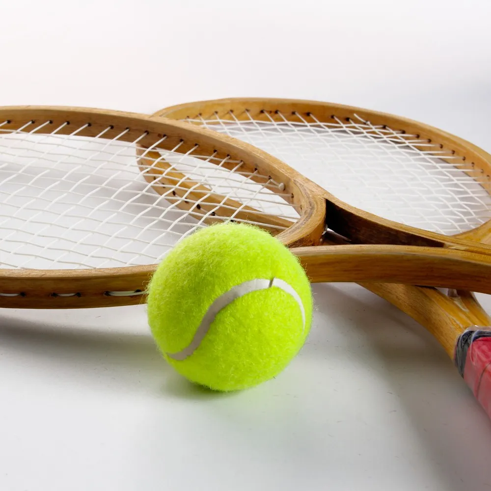 decoq kids wooden toy tennis racket with tennis ball