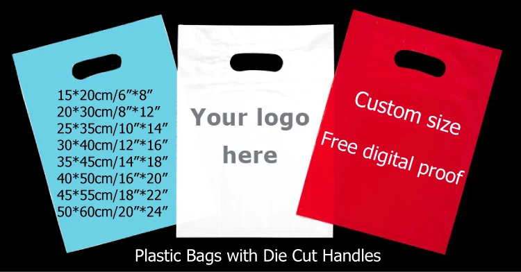 Wholesale wholesale punch hole bags handle ldpe die cut large plastic bags  with own logo From m.