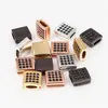 New Fashion Flat square Mens rose gold spacer beads For Micro Pave Bracelet Jewelry Findings