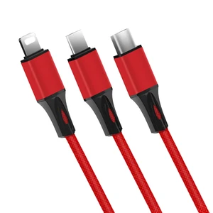 5v 3A 3 in 1 fast charge multi charging cable 3 in 1 cotton fabric multiple usb fast charger cord