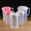 plastic water pitcher with lid, juice jug with measuring scale