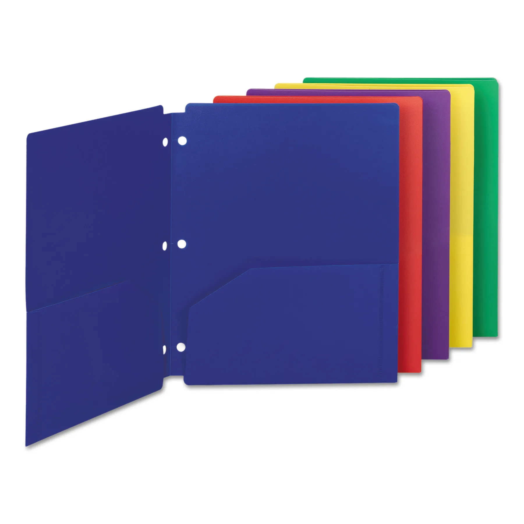 
Two Pocket Heavyweight Poly Portfolio Folder with Three Hole Punch Plastic File Folder with 2 Pockets Office Supplies 
