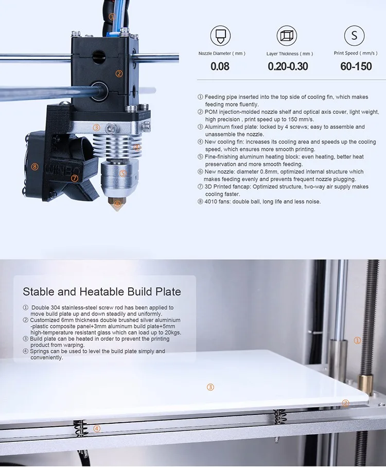 Winbo Fast Speed 3d Printer Build Size 458*305*508 Mm,Most Practical