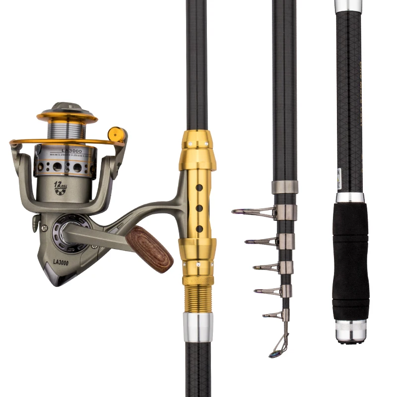 

Toplure high quality Super hard Telescopic carbon Fishing Rod 2.1m-3.6m, Golden