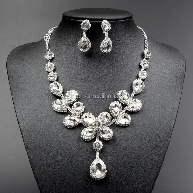 

ethnic cristal lady necklace earring set faux bijoux jewellery