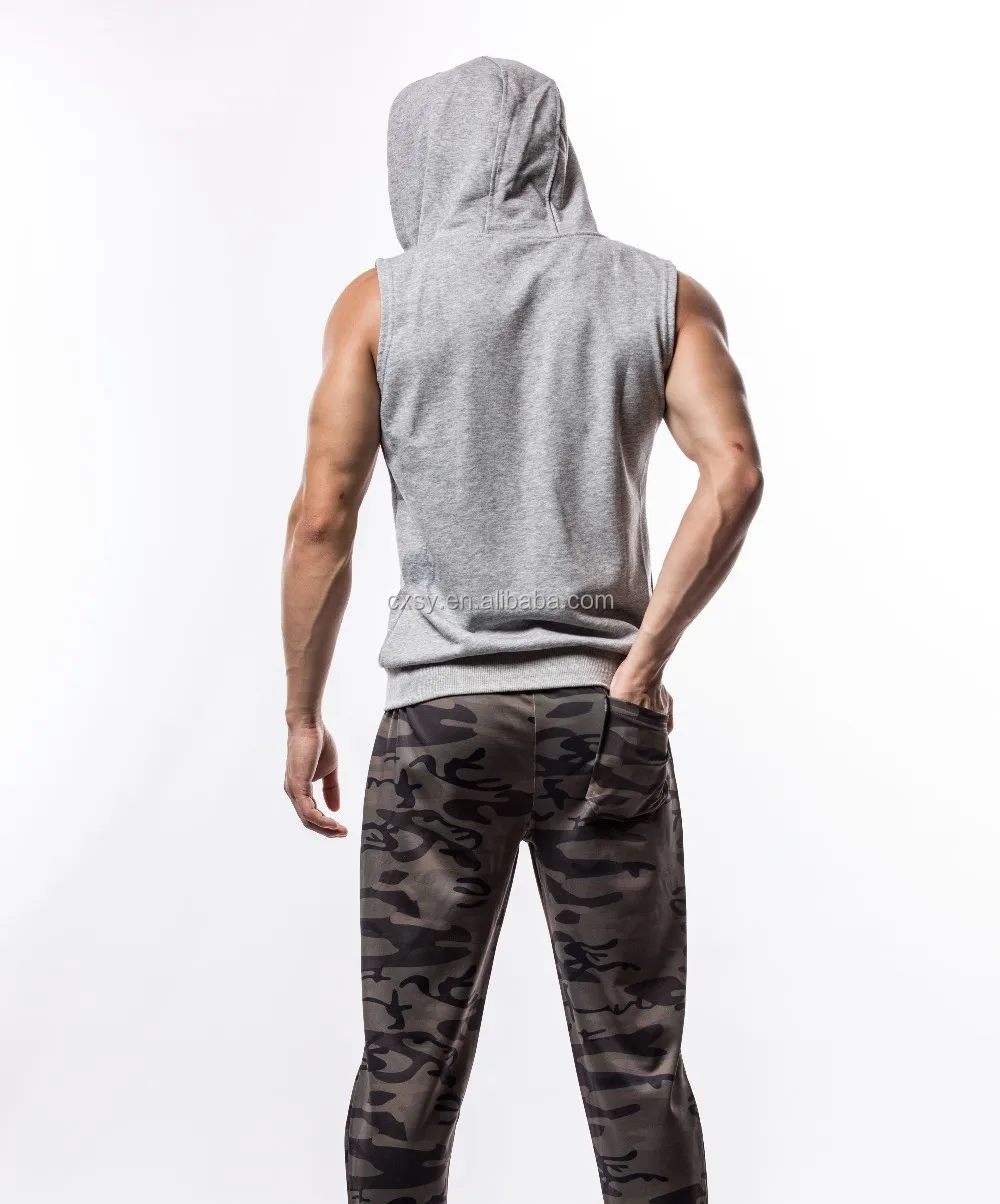 Mens Hooded Jacket Without Sleeve 100% Cotton Logo Custom Zipper Xxxxl Hoodie Unlabeled Plain 