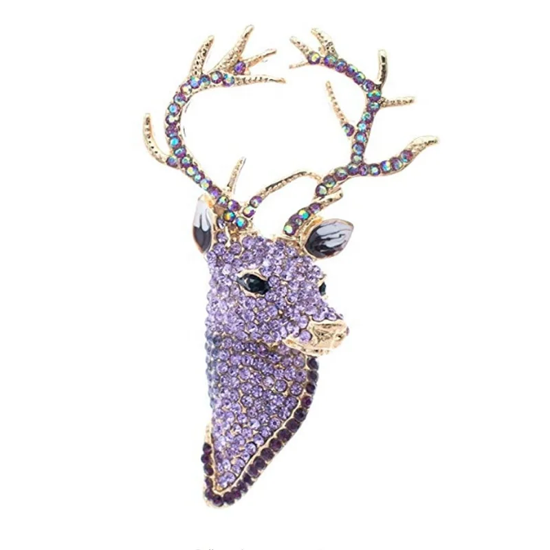 

Hot selling Sparkly Rhinestone Christmas reindeer/Deer/elk Brooch Pin jewelry decoration, Gold and silver