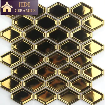 3d Luxury Gold Long Hexagon Ceramic Mosaic Wall Tiles - Buy 3d Luxury ...