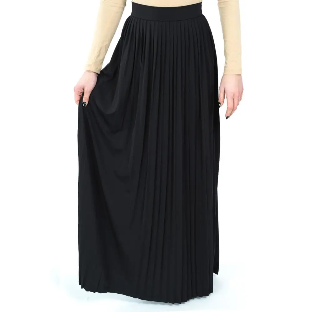 Turkish Fashion Muslim Large Skirt Solid Color High Waist Muslim Pleated Dress